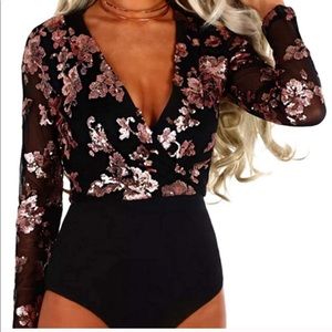 Beautiful Floral sequins bodysuit